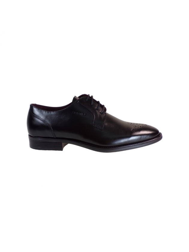 SOFTIES LEATHER SHOE WITH LACES BLACK