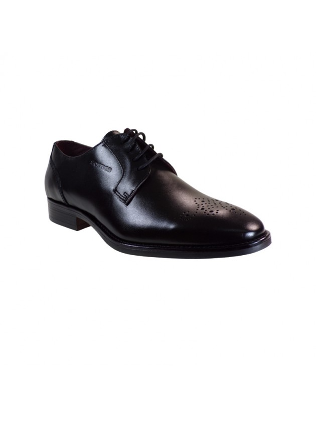 SOFTIES LEATHER SHOE WITH LACES BLACK