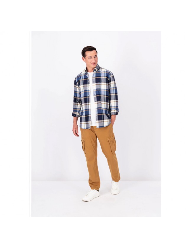 FYNCH HATTON PLAID SHIRT BLUE