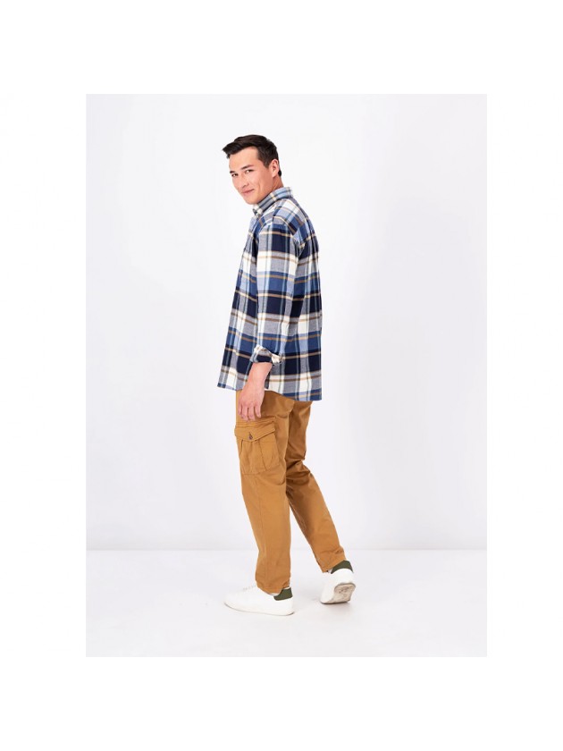 FYNCH HATTON PLAID SHIRT BLUE