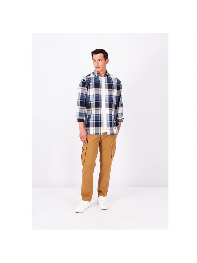 FYNCH HATTON PLAID SHIRT BLUE