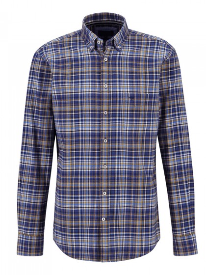 FYNCH HATTON ΠΟΥΚΑΜΙΣΟ FLANNEL ΜΠΛΕ