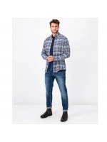 FYNCH HATTON ΠΟΥΚΑΜΙΣΟ FLANNEL ΜΠΛΕ