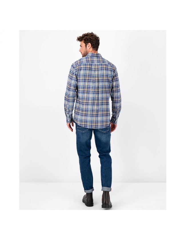 FYNCH HATTON ΠΟΥΚΑΜΙΣΟ FLANNEL ΜΠΛΕ