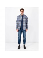 FYNCH HATTON ΠΟΥΚΑΜΙΣΟ FLANNEL ΜΠΛΕ