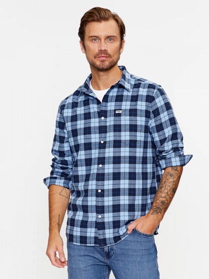 WRANGLER  ΠΟΥΚΑΜΙΣΟ ΚΑΡΩ ΜΠΛΕ