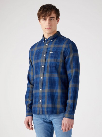 WRANGLER  ΠΟΥΚΑΜΙΣΟ ΚΑΡΩ ΜΠΛΕ