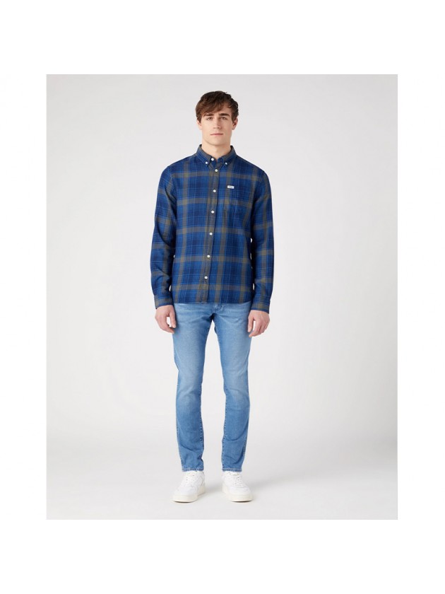 WRANGLER  ΠΟΥΚΑΜΙΣΟ ΚΑΡΩ ΜΠΛΕ