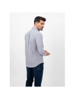 FYNCH-HATTON PLAID SHIRT BLUE-BORDEAUX