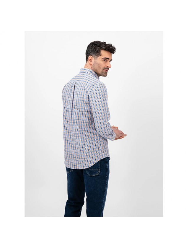 FYNCH-HATTON PLAID SHIRT BLUE-BORDEAUX