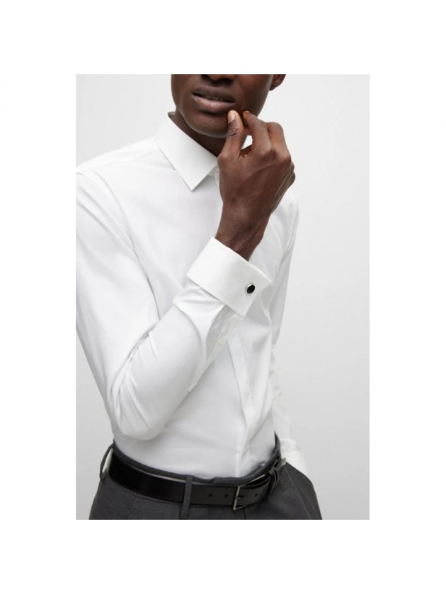 BOSS ΠΟΥΚΑΜΙΣΟ ΔΙΠΛΗ ΜΑΝΣΕΤΑ ΜΟΝΟΧΡΩΜΟ ΛΕΥΚΟ