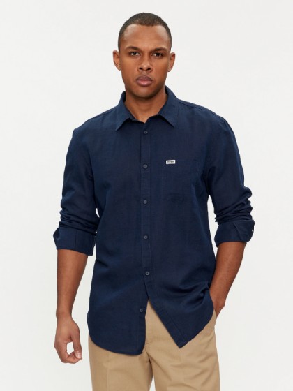 WRANGLER ΠΟΥΚΑΜΙΣΟ ΜΟΝΟΧΡΩΜΟ ΜΠΛΕ