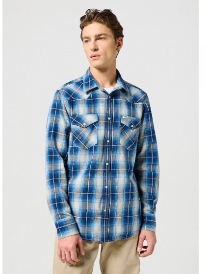WRANGLER ΠΟΥΚΑΜΙΣΟ  ΚΑΡΩ ΜΠΛΕ