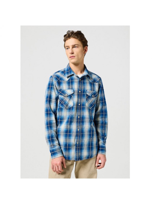 WRANGLER ΠΟΥΚΑΜΙΣΟ  ΚΑΡΩ ΜΠΛΕ