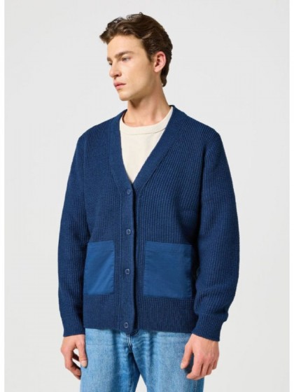 WRANGLER ΖΑΚΕΤΑ ΠΛΕΚΤΗ ΜΕ ΚΟΥΜΠΙΑ NAVY