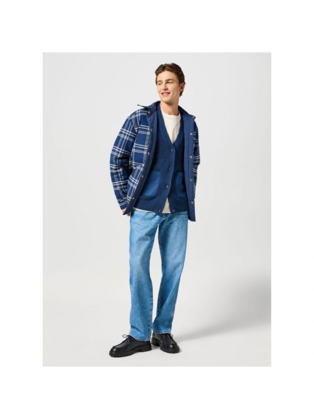 WRANGLER ΖΑΚΕΤΑ ΠΛΕΚΤΗ ΜΕ ΚΟΥΜΠΙΑ NAVY
