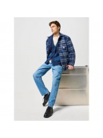 WRANGLER ΖΑΚΕΤΑ ΠΛΕΚΤΗ ΜΕ ΚΟΥΜΠΙΑ NAVY