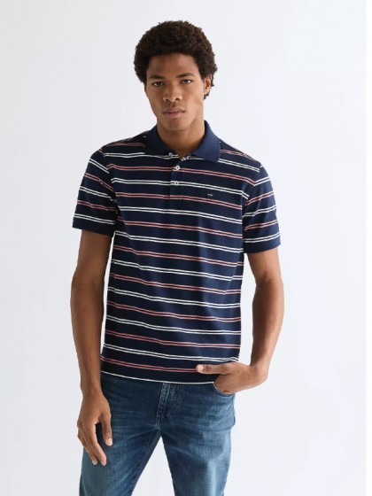 WRANGLER STRIPE POLO  T-SHIRT BLUE