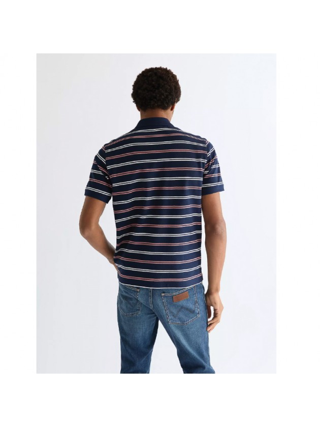WRANGLER STRIPE POLO  T-SHIRT BLUE