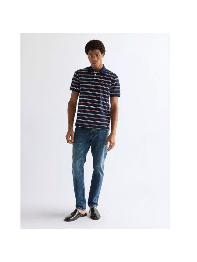 WRANGLER STRIPE POLO  T-SHIRT BLUE