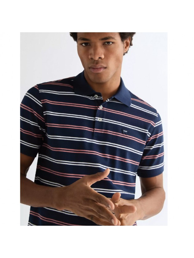 WRANGLER STRIPE POLO  T-SHIRT BLUE